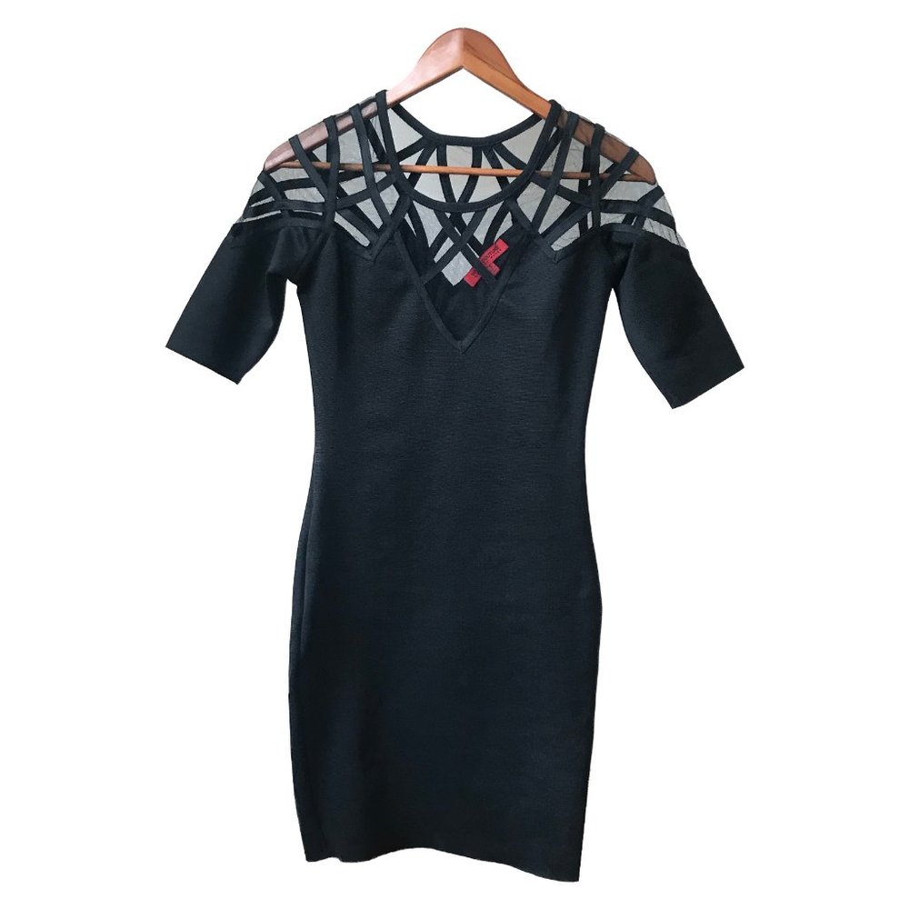 WOW COUTURE | Women’s Black Bodycon Mesh Top Dress